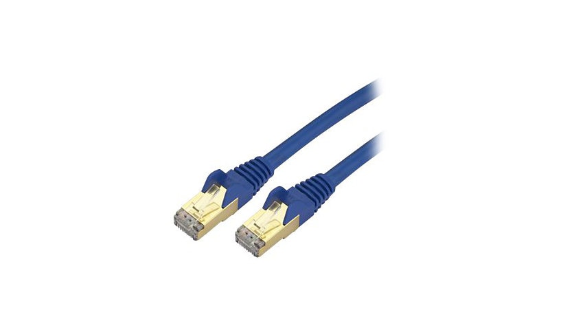 StarTech.com 1 ft CAT6a Ethernet Cable - 10 Gigabit Category 6a Shielded Snagless RJ45 100W PoE Patch Cord - 10GbE Blue