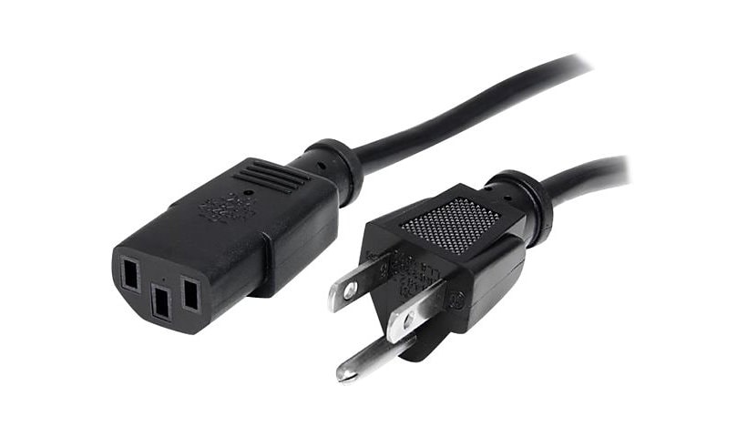 StarTech.com 3ft (1m) Computer Power Cord, NEMA 5-15P to C13 Power Cord, 18AWG, TV / PC Power Cable