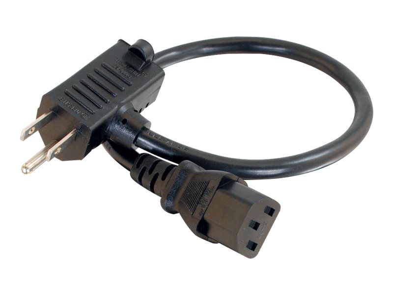 C2G 1.5ft 16 AWG Universal Power Cord With Extra Outlet - power cable - 1.5