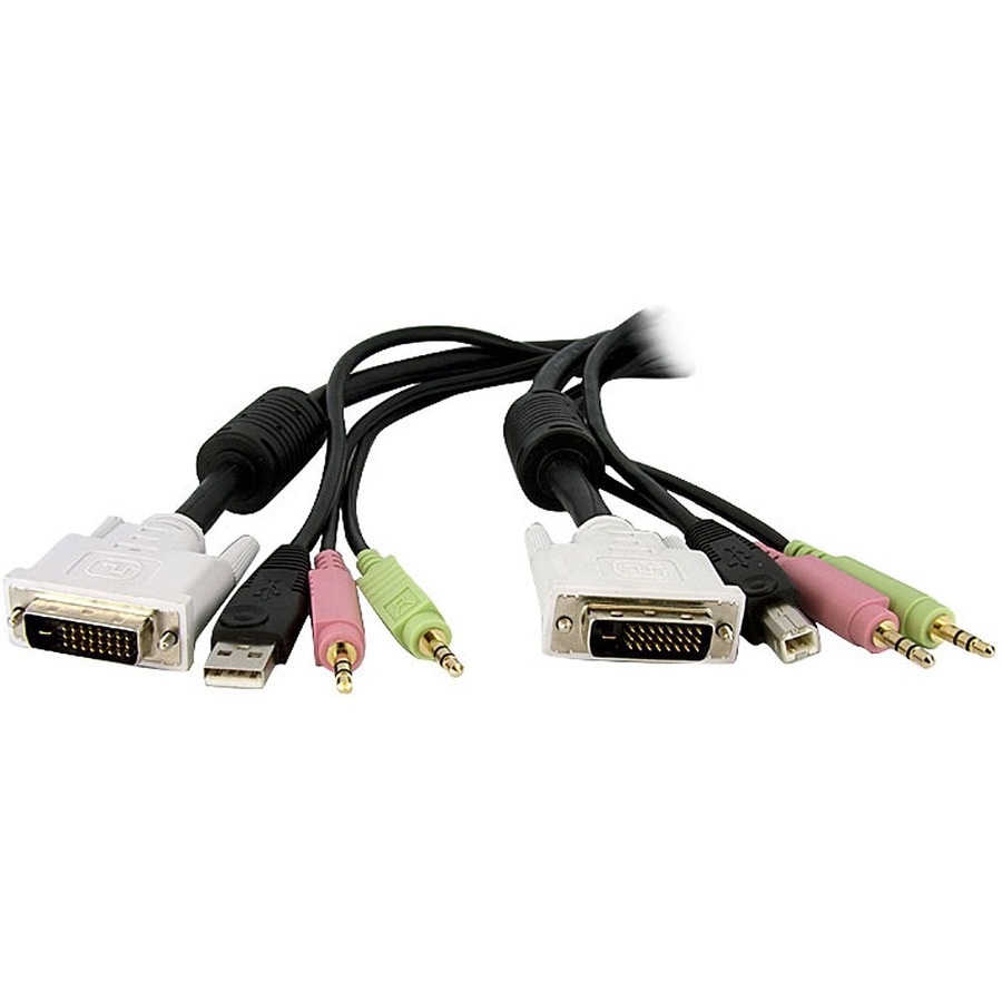 StarTech.com 4-in-1 USB Dual Link DVI-D KVM Switch Cable with Audio and Mic