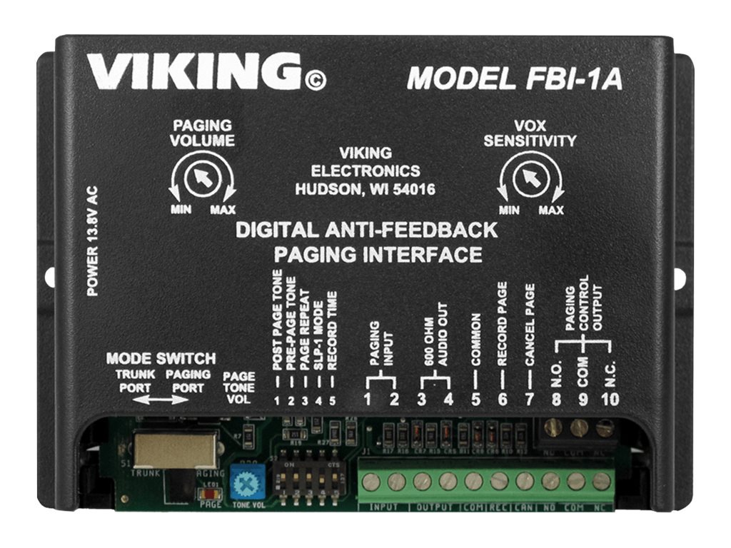 Viking FBI-1A - anti-feedback paging interface for paging system