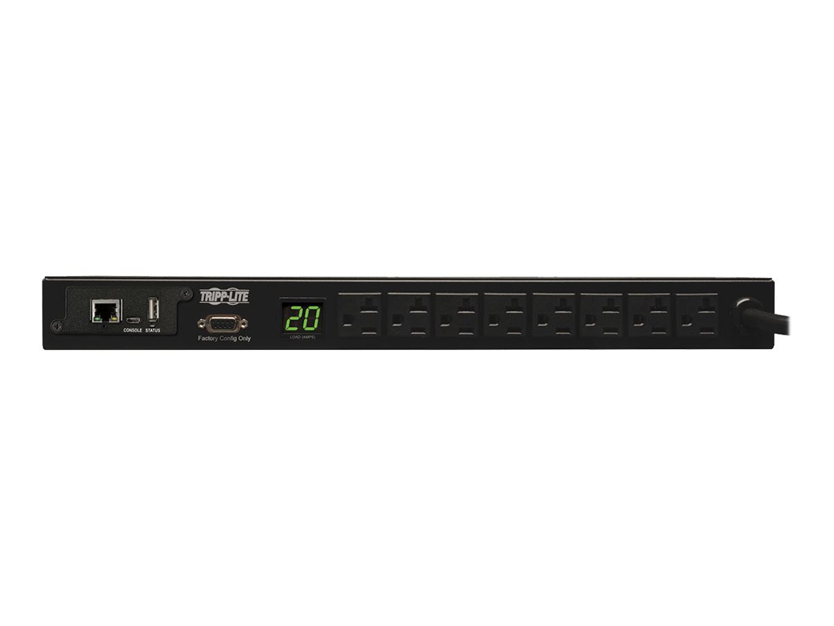 Tripp Lite PDU Monitored 120V 20A 5-15/20R 8 Outlet L5-20P Horizontal 1URM - horizontal rackmount - power distribution