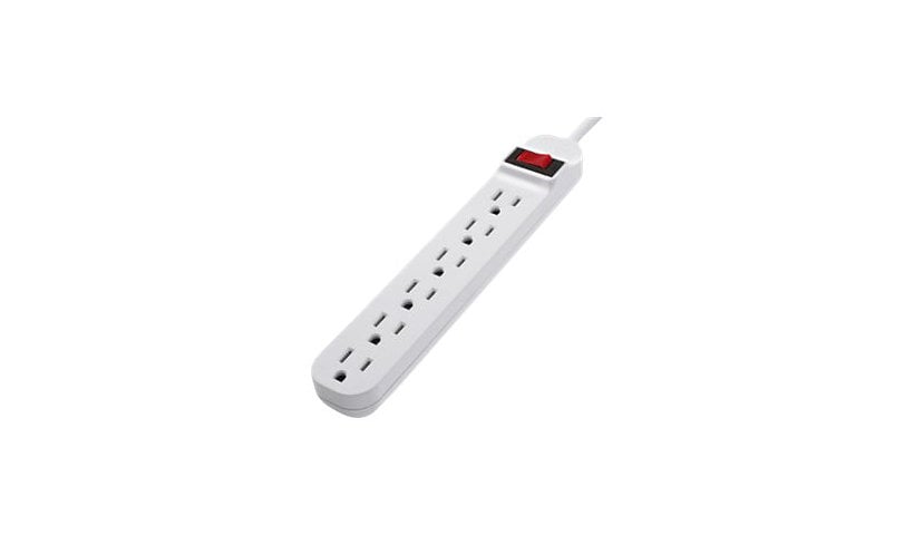 Belkin 6-Outlet Power Strip – Right-Angled Plug – 5ft Cord - White