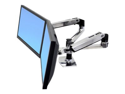Thumbnail 2 of 9 for Ergotron LX Dual Side-by-Side Arm mounting kit - Constant Force Technology - for 2 LCD displays - polished aluminum