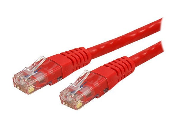 StarTech.com CAT6 Ethernet Cable 1' Red 650MHz Molded Patch Cord PoE++