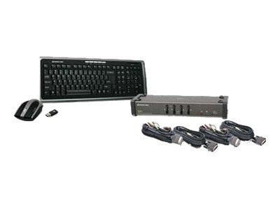 IOGEAR 4-Port DVI KVMP Switch with Wireless Keyboard/Mouse & DVI-D Cables