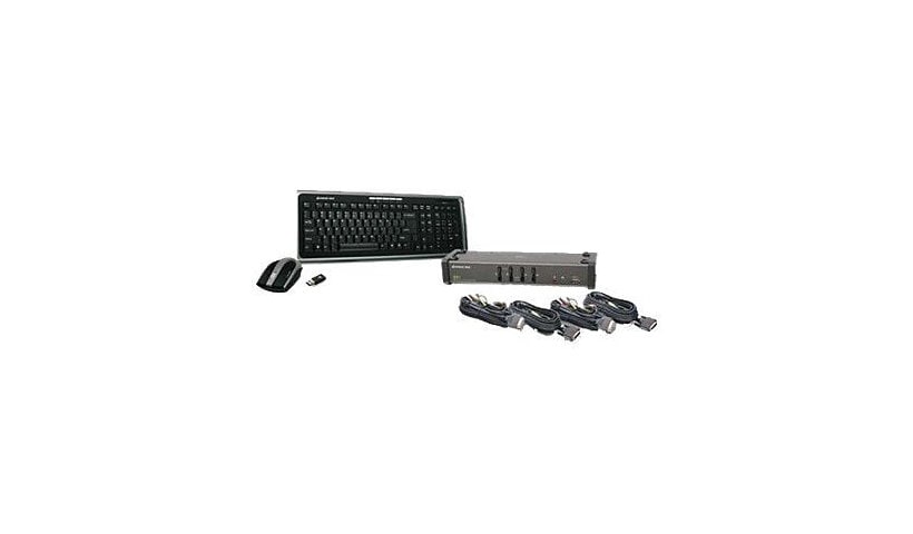 IOGEAR 4-Port DVI KVMP Switch with Wireless Keyboard/Mouse & DVI-D Cables