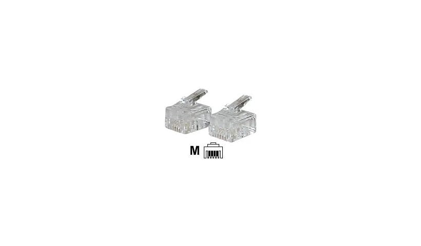 C2G RJ11 Modular Plug for Round Solid Cables - Pack of 25