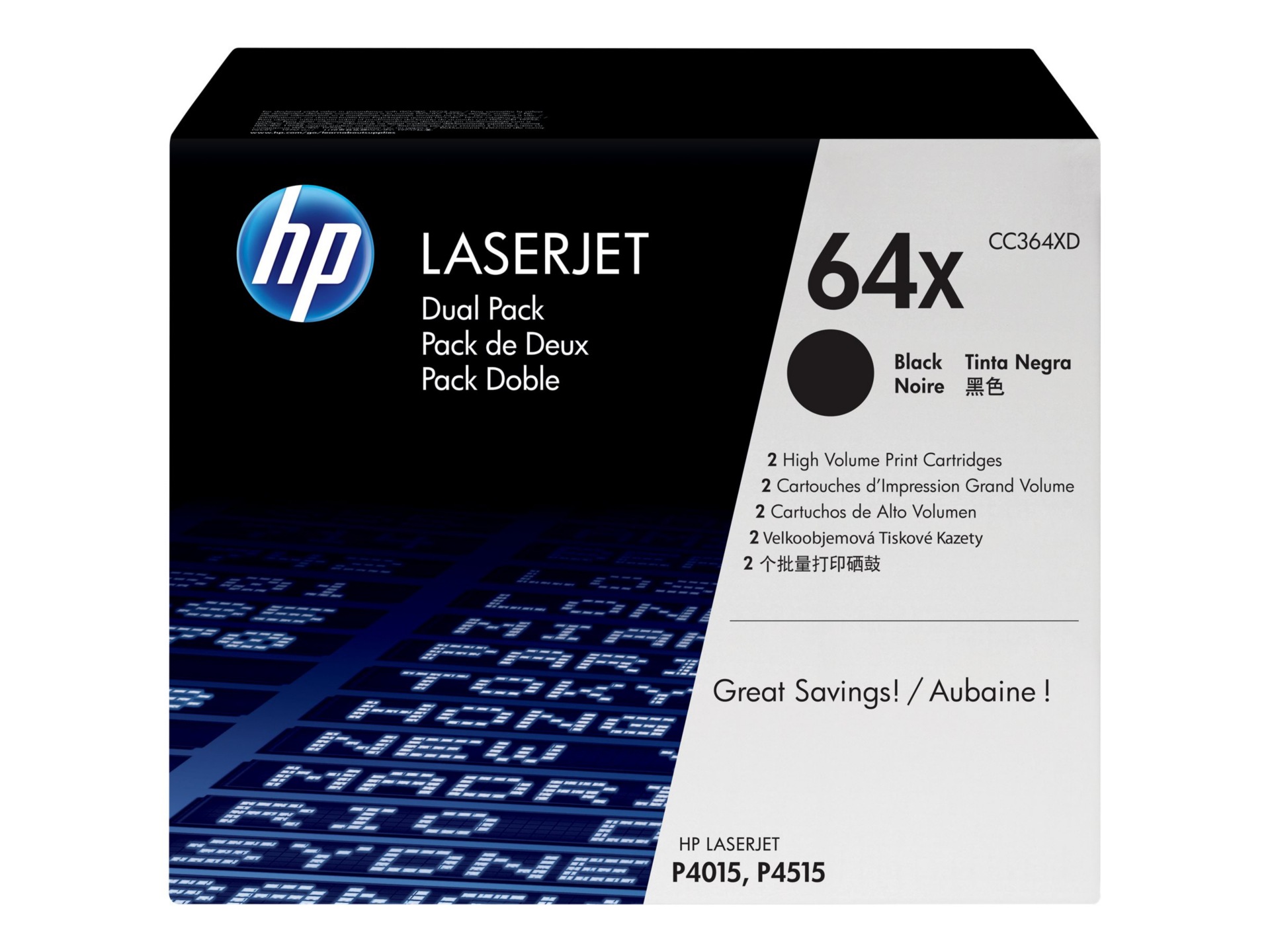 HP 64X - 2-pack - High Yield - black - original - LaserJet - toner cartridge (CC364XD)