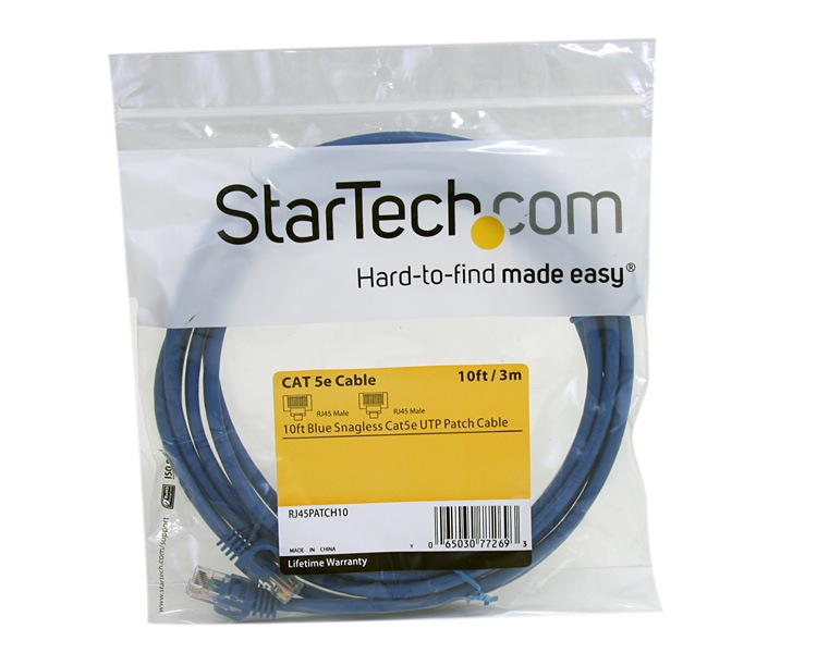 Thumbnail 3 of 3 for StarTech.com Cat5e Ethernet Cable10 ft - Blue - Patch Cable - Snagless Cat5e Cable - Network Cable - Ethernet Cord