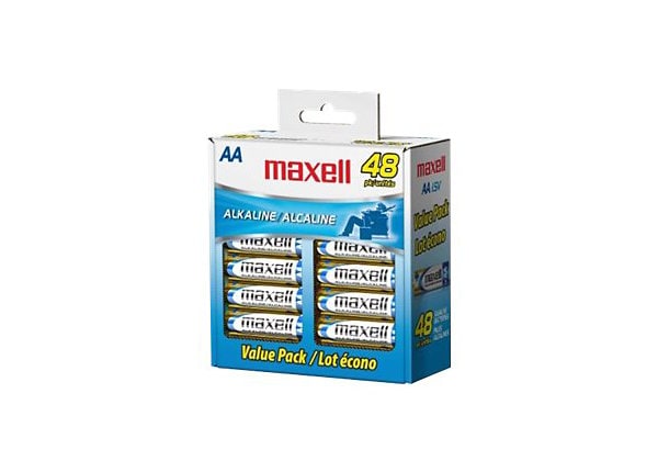 Maxell 723443 Alkaline Battery AA Cell 48-Pack 