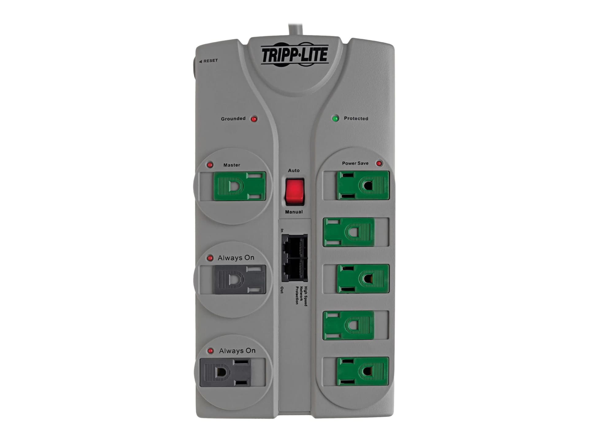 Tripp Lite Eco Surge Protector Green 120V 8 Outlet RJ45 8ft Cord 2160 Joule