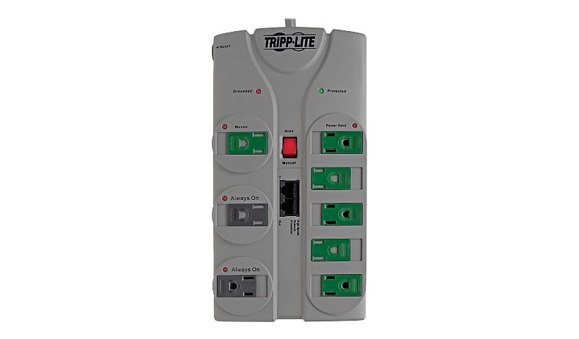 Tripp Lite Eco Surge Protector Green 120V 8 Outlet RJ45 8ft Cord 2160 Joule