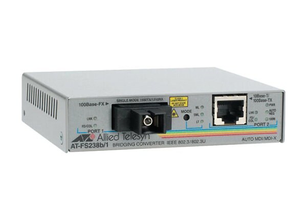 Allied Telesis AT FS238B/1 - fiber media converter - Ethernet, Fast Ethernet