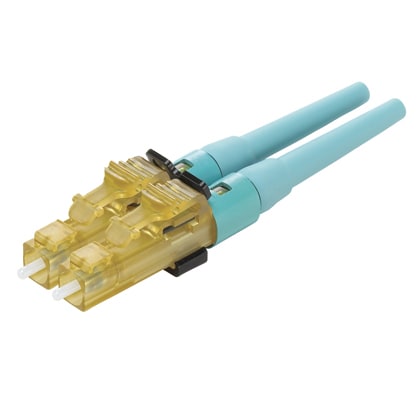 OptiCam® LC Duplex Connector, OM3/OM4/OM5, Aqua