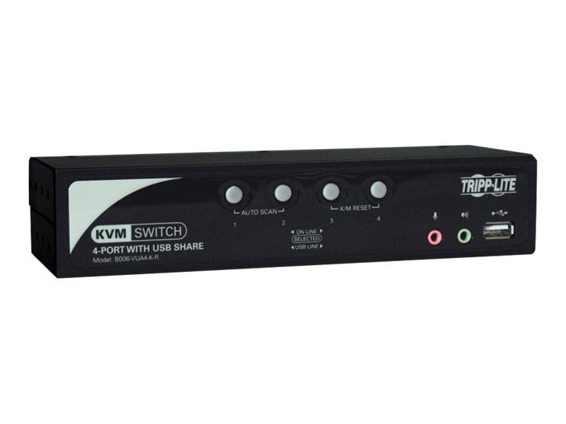 Tripp Lite 4-Port Desktop KVM Switch Audio, 2-Port USB, On-Screen Display & Cables - KVM / audio switch - 4 ports