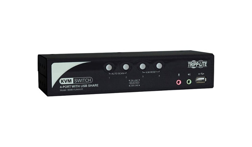 Tripp Lite 4-Port Desktop KVM Switch Audio, 2-Port USB, On-Screen Display & Cables - KVM / audio switch - 4 ports