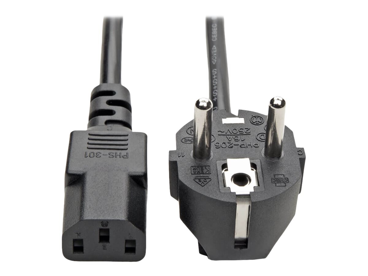 Eaton Tripp Lite Series European Computer Power Cord, C13 to Schuko, 10A, 250V, 17 AWG, 6 ft. (1.83 m), Black - power