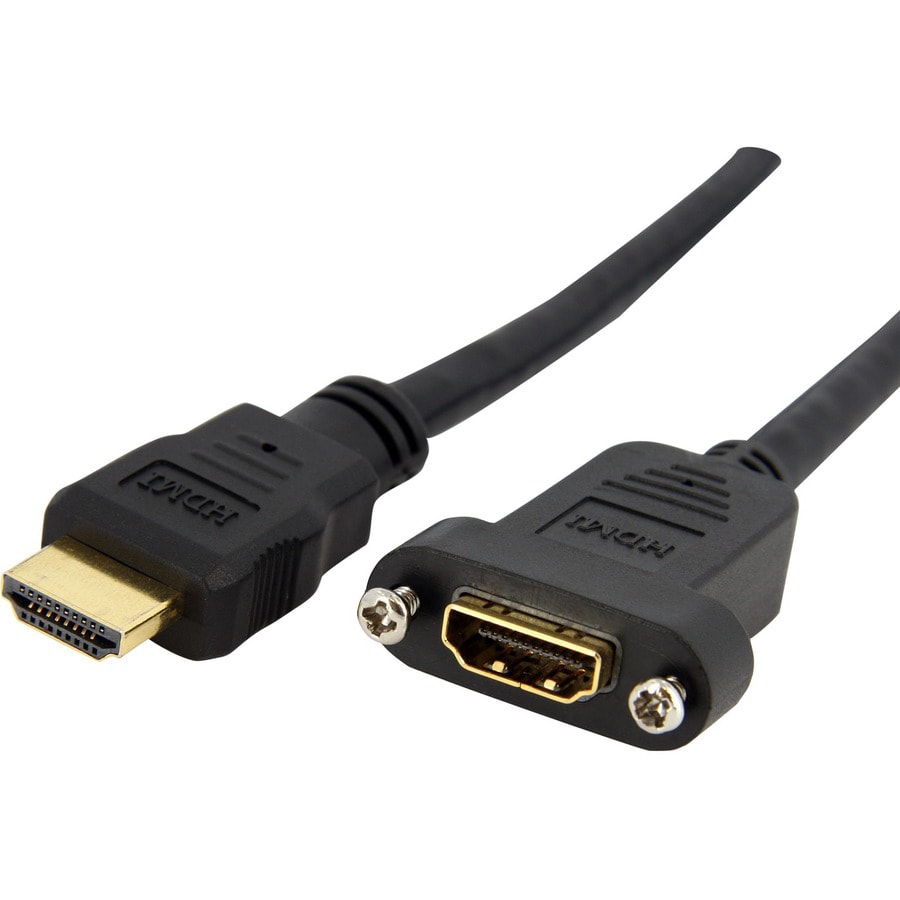 StarTech.com 3ft HDMI Female to Male Adapter, 4K High Speed Panel Mount HDM
