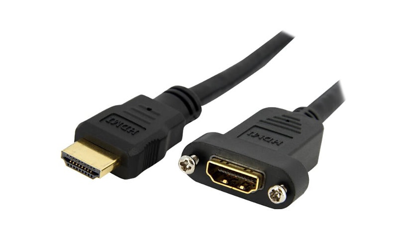 StarTech.com 3ft 4K 30Hz UHD HDMI Female to Male Adapter, Panel Mount Cable