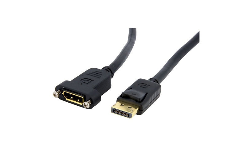 StarTech.com 3ft (1m) Panel Mount DisplayPort Cable, 4K x 2K Video, DisplayPort 1.2 Extension Cable Male to Female, DP