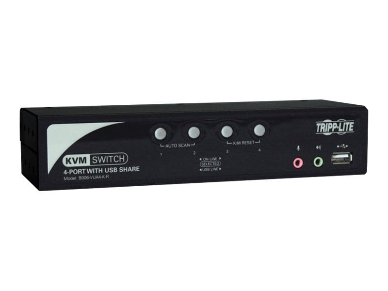 Tripp Lite 4-Port Desktop KVM Switch Audio, 2-Port USB, On-Screen Display &