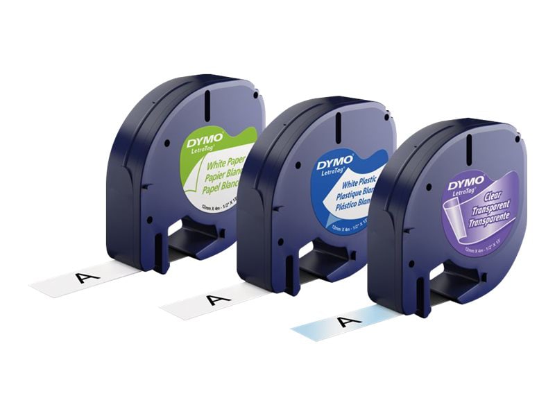 DYMO LetraTAG Multi-Pack - label tape kit - 3 roll(s) - Roll (0.47 in x  13.1 ft) - 12331 - Binders & Laminators 