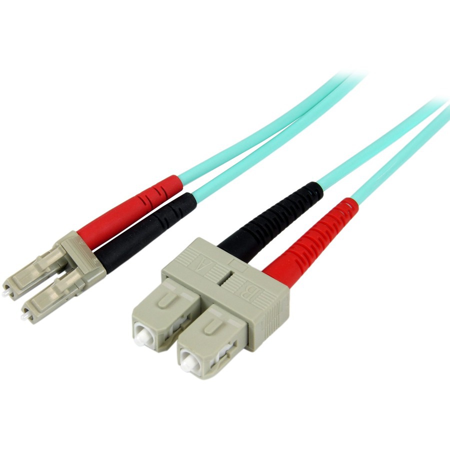 StarTech.com 10m (30ft) LC/UPC to SC/UPC OM3 Multimode Fiber Optic Cable, Full Duplex 50/125, 100G, LSZH Jumper Cord