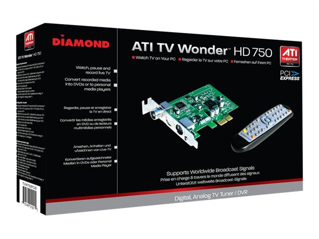 Diamond ATI TV Wonder HD 750 PCIE - digital / analog TV tuner / video capture adapter - PCIe low profile
