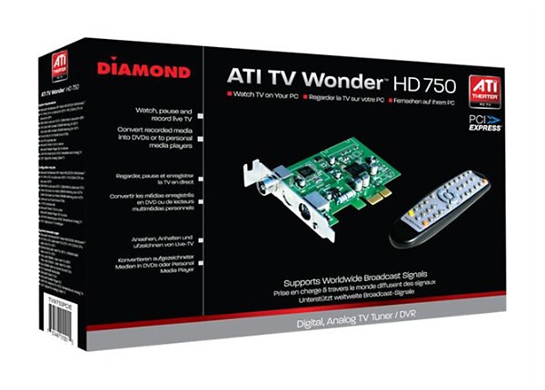 Diamond ATI TV Wonder HD 750 PCIE - digital / analog TV tuner / video capture adapter - PCIe low profile