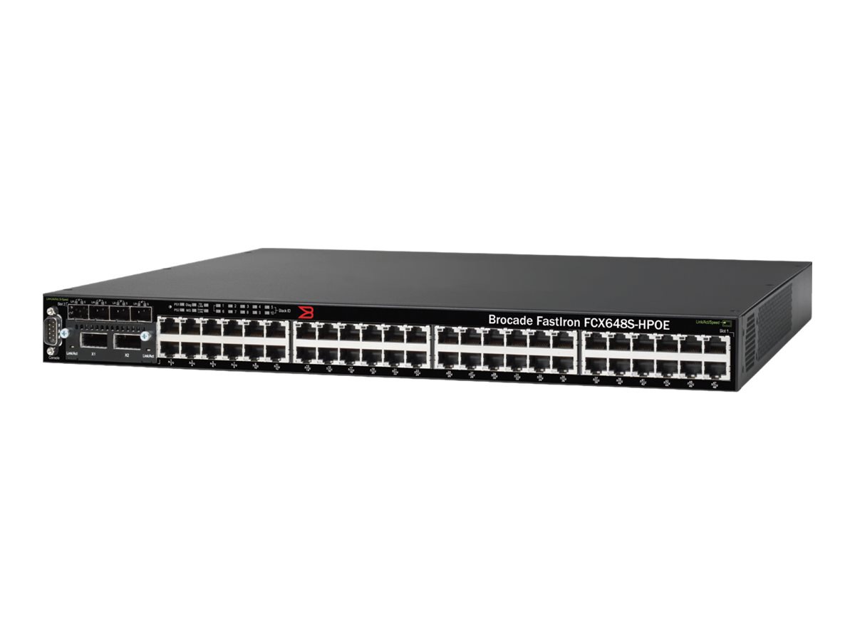 Brocade FastIron CX 648S-HPOE Advanced - switch - 48 ports - managed - rack-mountable
