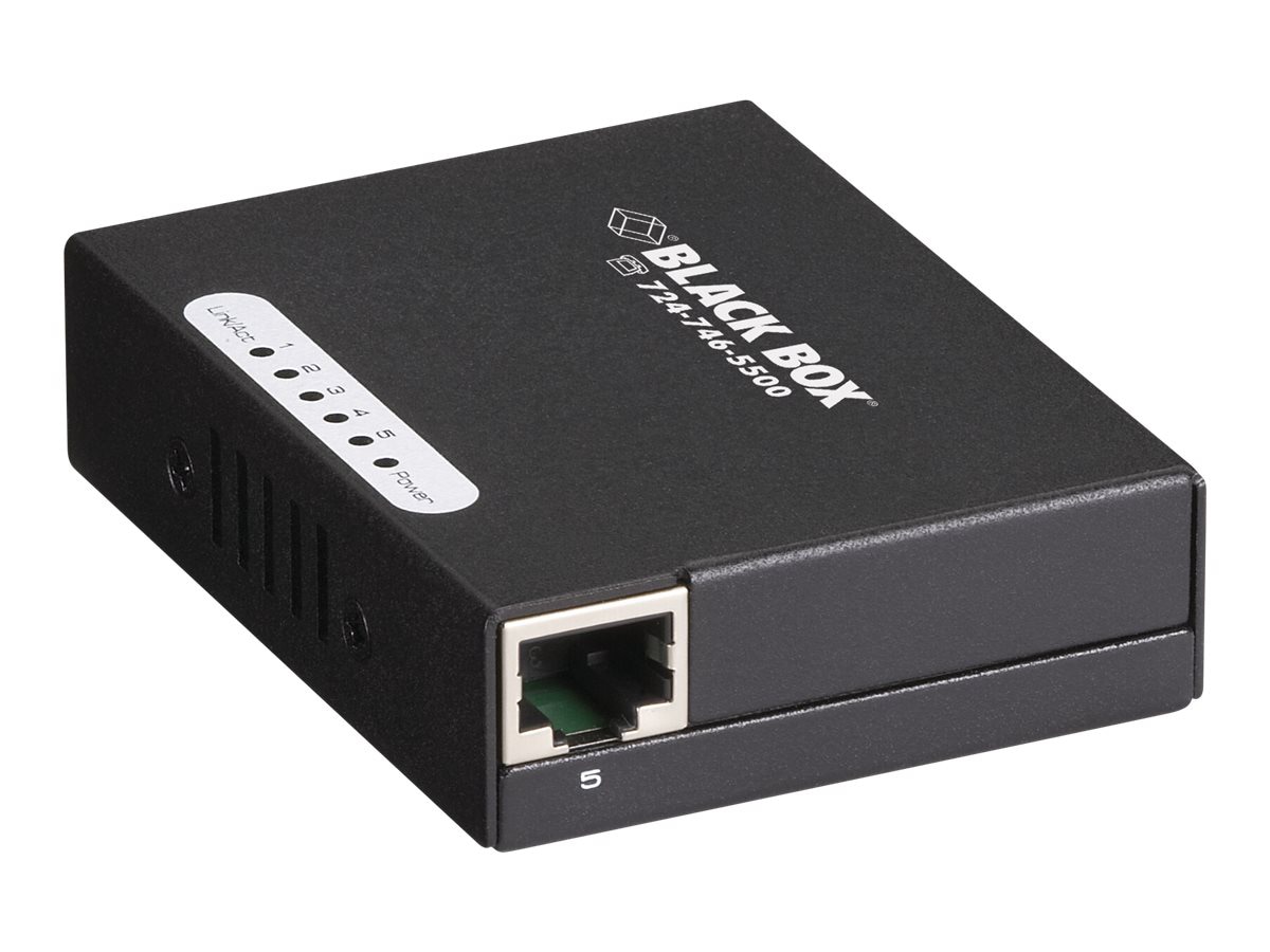 Black Box 5 Port 10/100 Autosensing Fast Ethernet Switch, AC or USB Powered