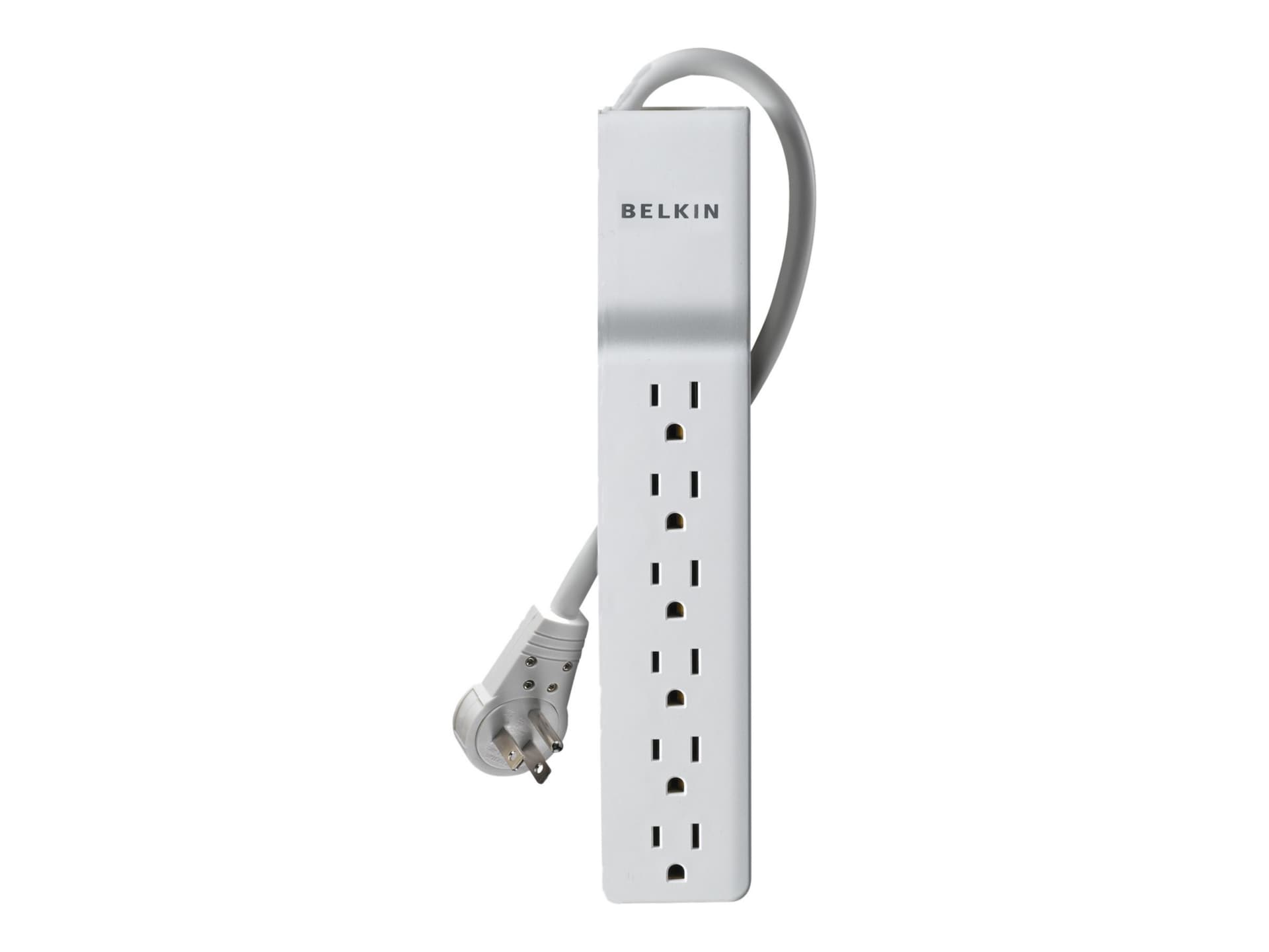 Belkin 6-Outlet Surge Protector - 6ft Cord - Rotating Plug - 720J - White