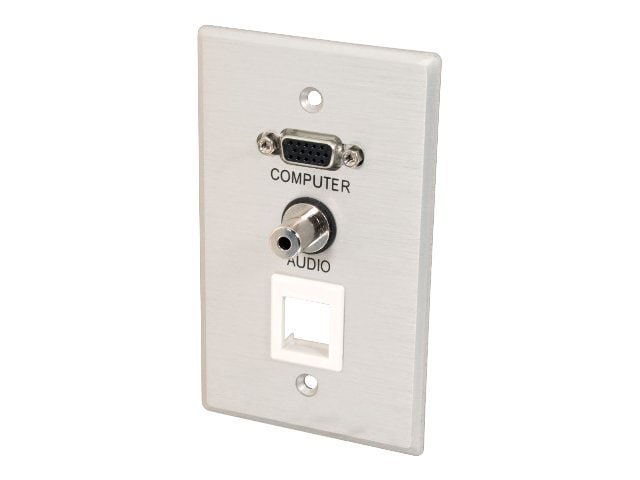 C2G VGA and 3.5mm Audio Pass Through Single Gang Wall Plate with One Keystone - Brushed Aluminum
