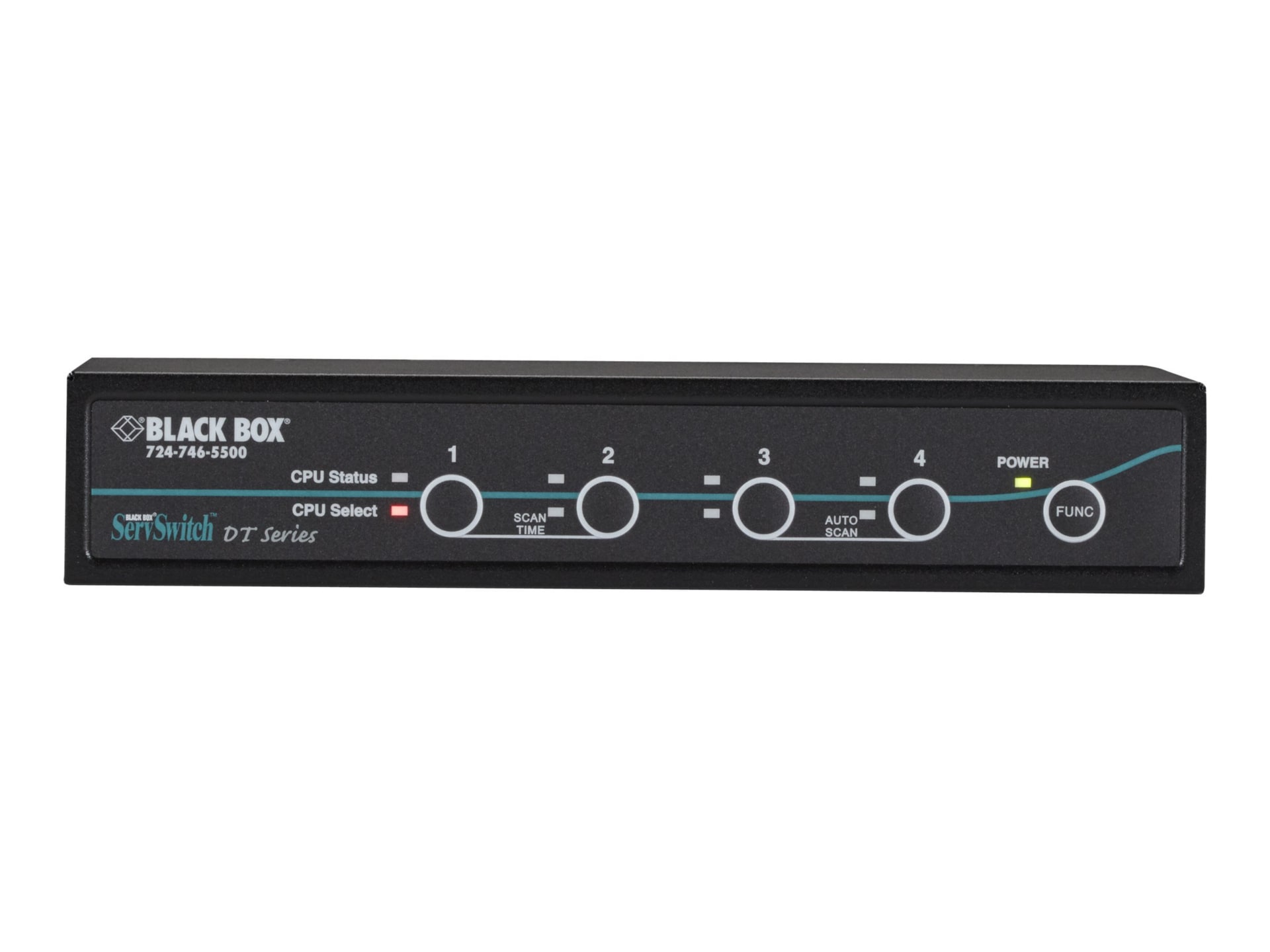 Black Box 4-Port DVI Desktop KVM Switch USB, Audio, 2-port USB Hub, Hot key