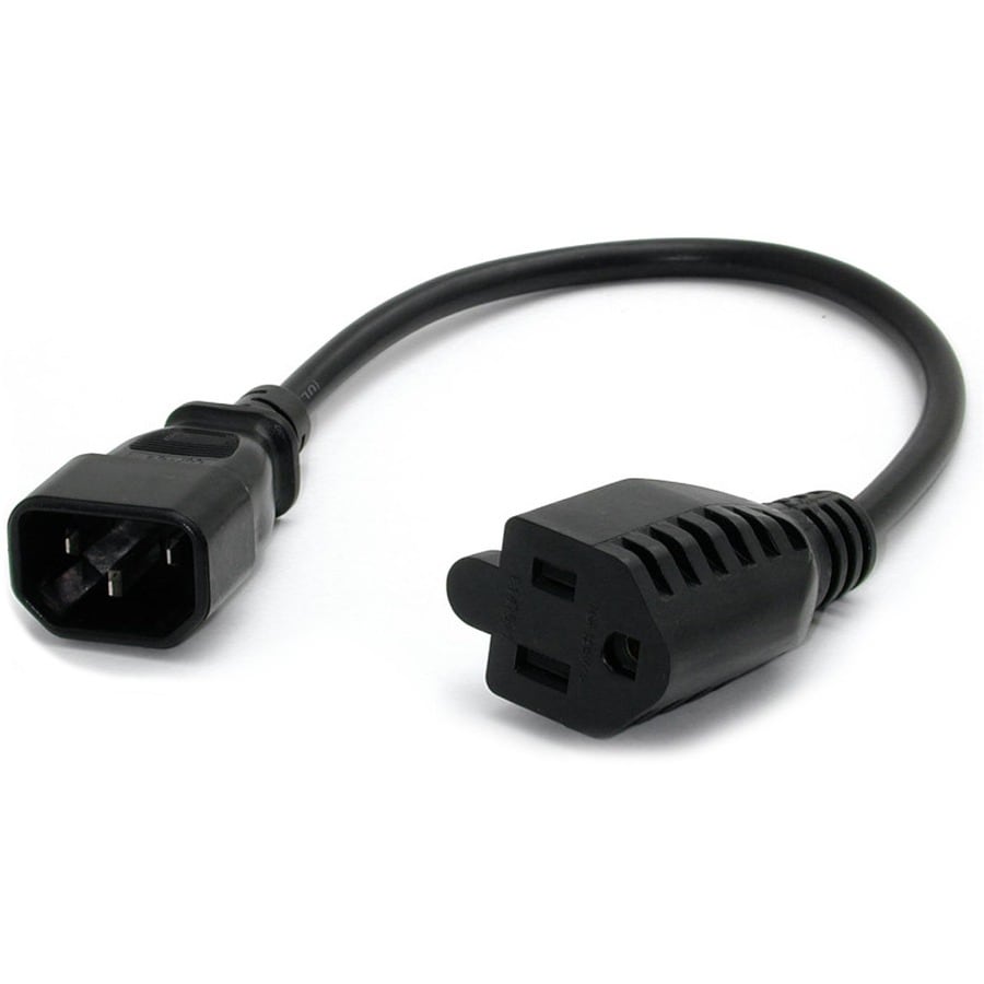 StarTech.com 1ft (0.3m) Power Extension Cord, IEC C14 to NEMA 5-15R, 10A 125V, 18AWG