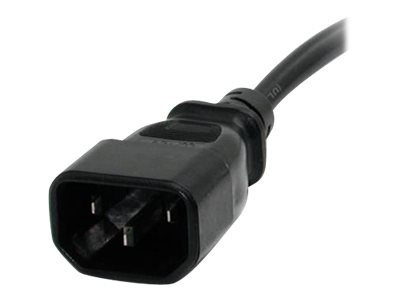 Thumbnail 2 of 5 for StarTech.com 1ft (0.3m) Power Extension Cord, IEC C14 to NEMA 5-15R, 10A 125V, 18AWG, Black, Outlet Extension Cable