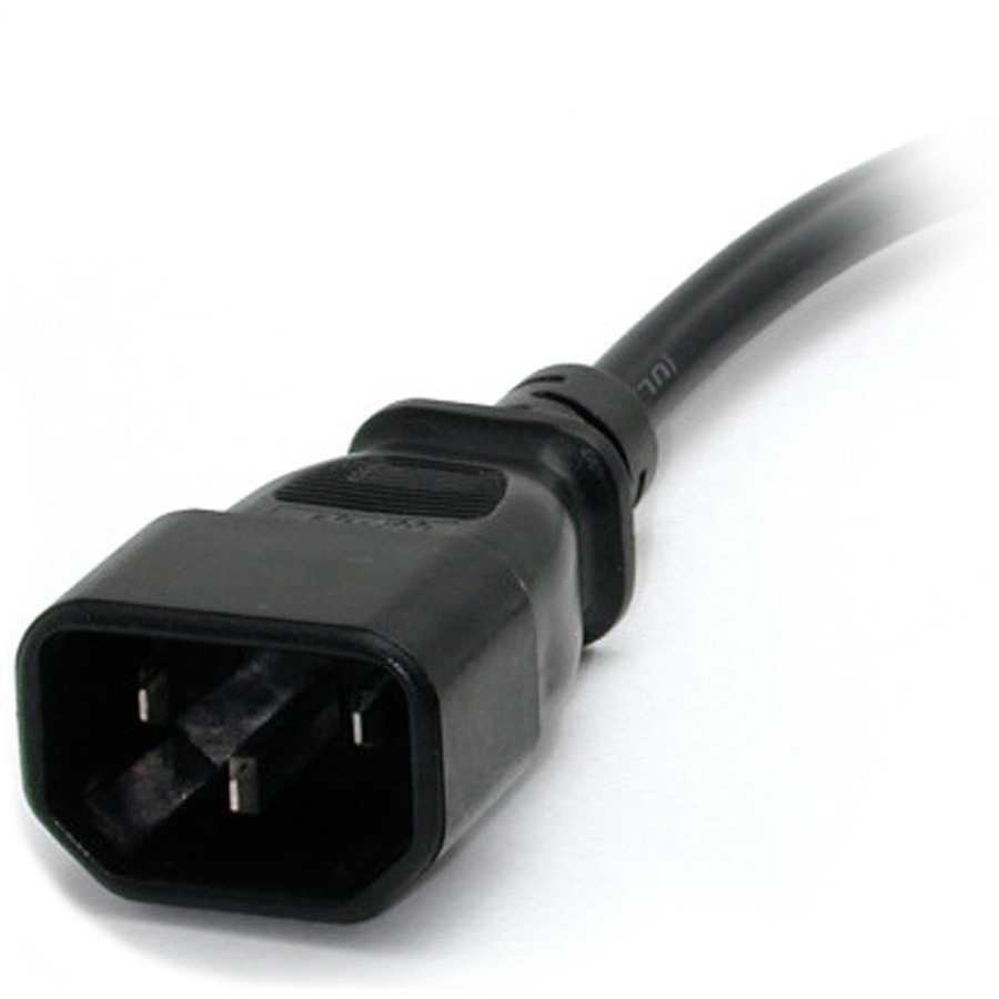 Thumbnail 4 of 5 for StarTech.com 1ft (0.3m) Power Extension Cord, IEC C14 to NEMA 5-15R, 10A 125V, 18AWG, Black, Outlet Extension Cable