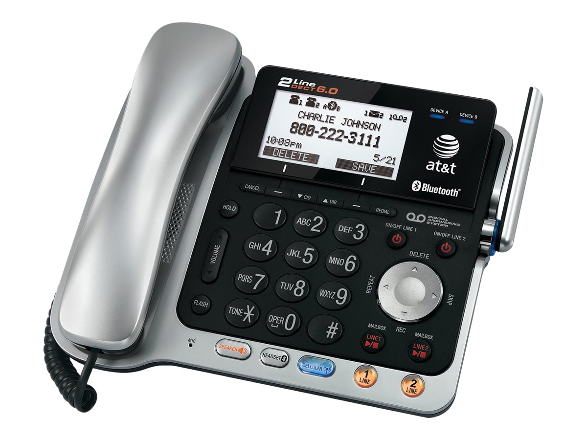 AT&T TL86109 - cordless phone - answering system with caller ID/call waiting + additional handset - silver and black