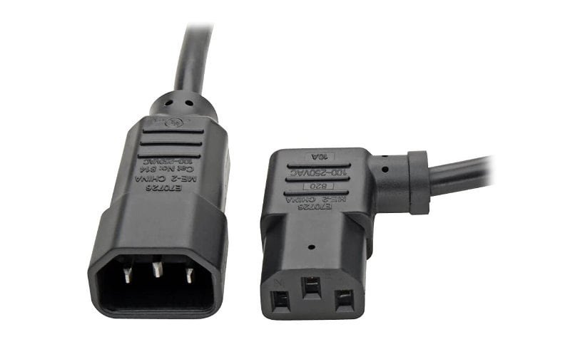 Tripp Lite 2ft Computer Cord Extension Cable C14 to Left Angle C13 10A 18AWG 2' - power extension cable - IEC 60320 C14