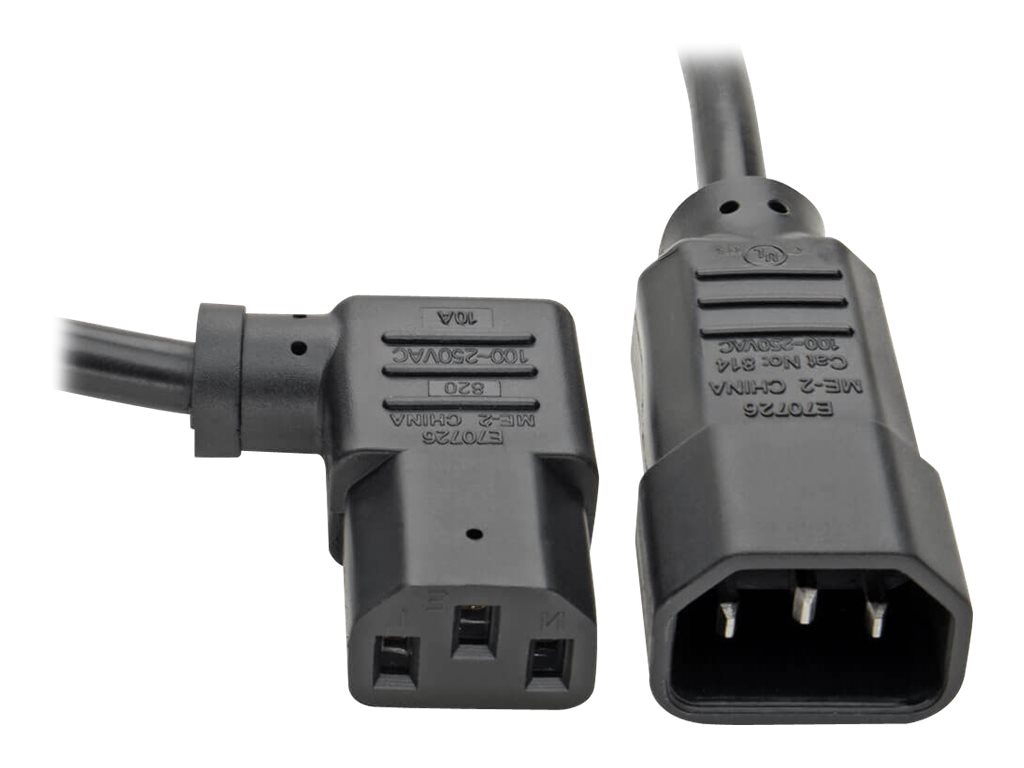 Tripp Lite Computer Power Extension Cord 10A 18AWG C14, Right Angle C13 2ft