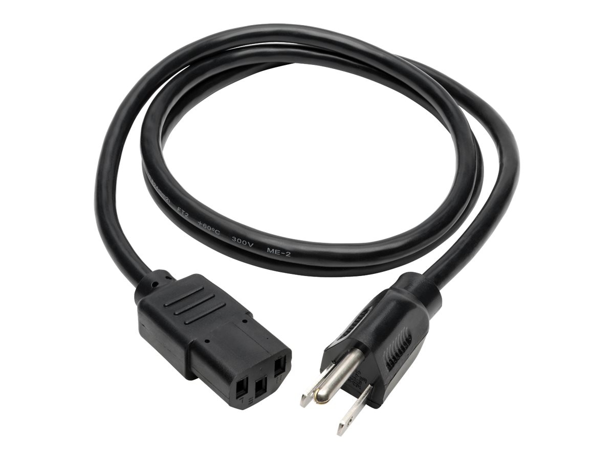 Thumbnail 2 of 13 for Eaton Tripp Lite Series Desktop Computer AC Power Cable, NEMA 5-15P to C13 - 10A, 125V, 18 AWG, 4 ft. (1.22 m), Black -