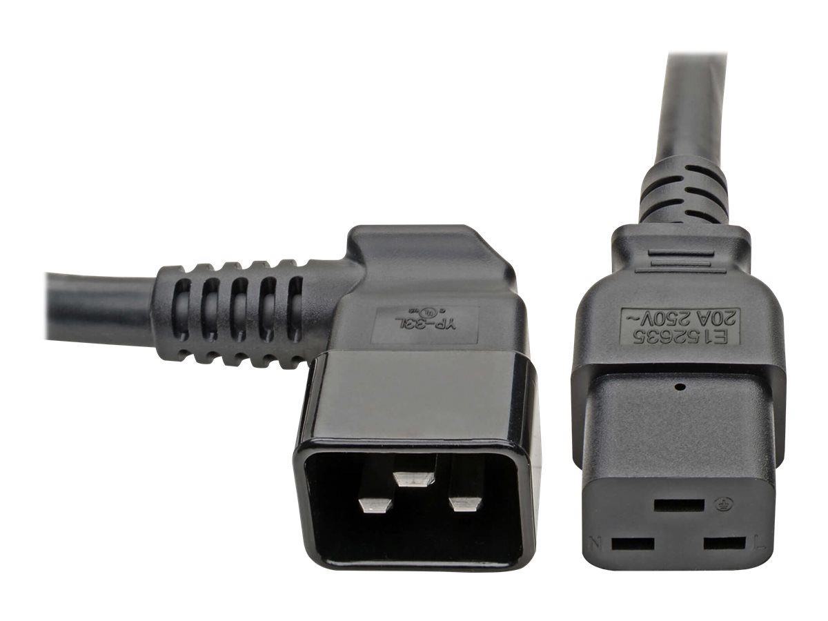 Tripp Lite Heavy Duty Power Extension Cord 12AWG 20A C19 C20 Right Angle 2'
