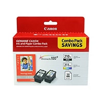 Canon PG-210 XL/CL-211 XL Combo Pack with Photo Paper Glossy - 2-pack - XL - color (cyan, magenta, yellow), pigmented