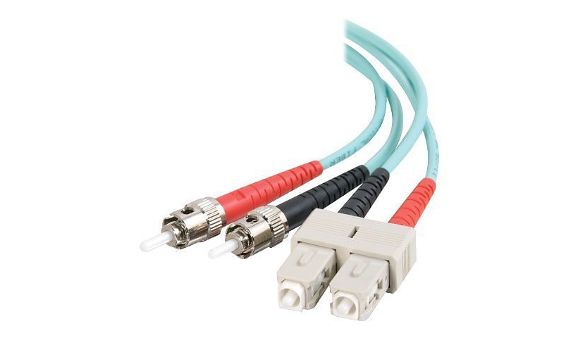 C2G 1m SC-ST 10Gb 50/125 OM3 Duplex Multimode PVC Fiber Optic Cable - Aqua