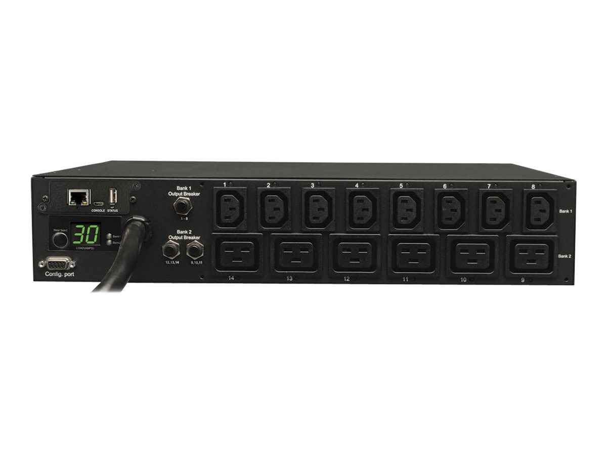 Thumbnail 3 of 4 for Eaton 5.5kW Single-Phase Switched PDU - LX Interface, 208/230V Outlets (8 C13 & 6 C19), L6-30P Input, 15 ft. (4.57 m)