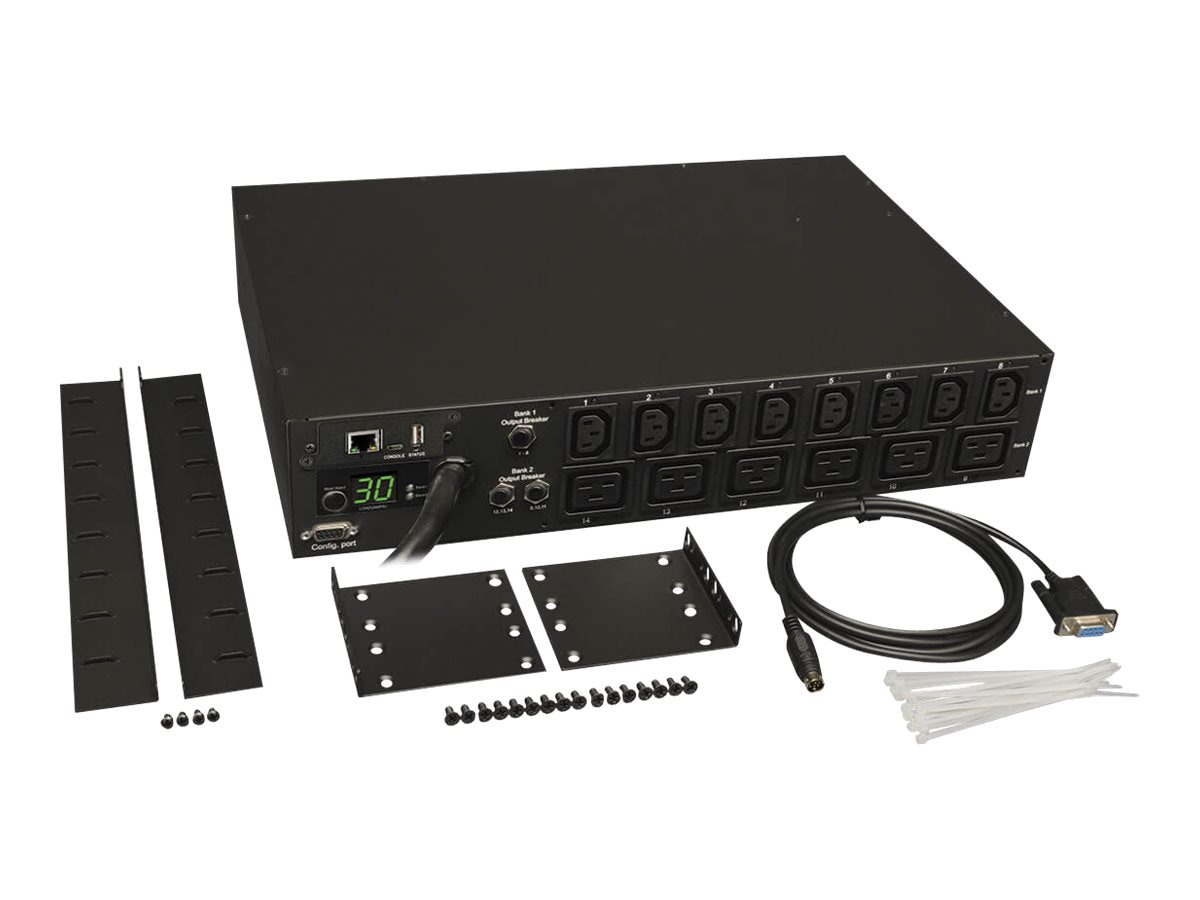 Thumbnail 4 of 4 for Eaton 5.5kW Single-Phase Switched PDU - LX Interface, 208/230V Outlets (8 C13 & 6 C19), L6-30P Input, 15 ft. (4.57 m)