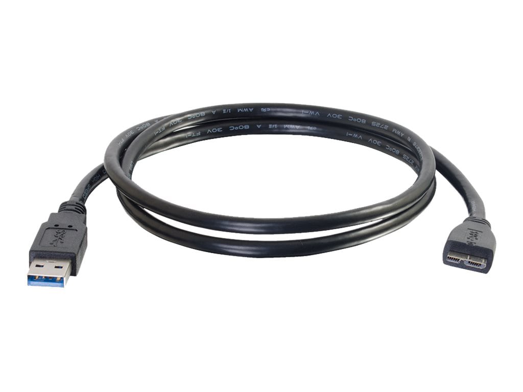 C2G 3.3ft USB A to USB Micro B Cable - USB 3.0 - Black - M/M