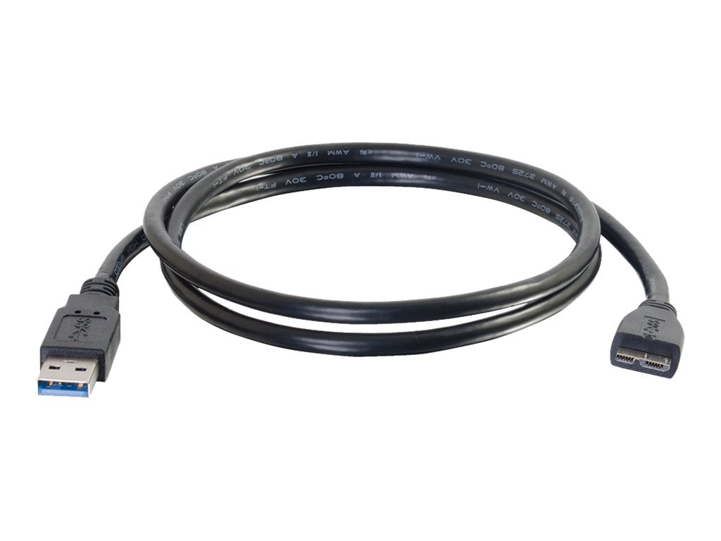 C2G 6.6ft USB A to USB Micro B Cable - USB 3.0 - Black - M/M