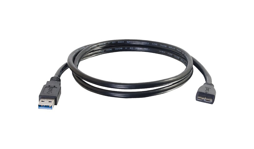 C2G 6.6ft USB A to USB Micro B Cable - USB 3.0 - Black - M/M